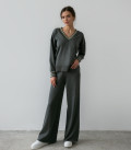 Suit with jumper and bell-bottom trousers anthracite