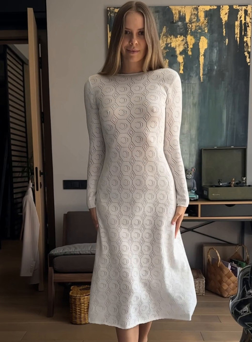 Ажурна сукня з відкритою спиною біла Lu.for.U