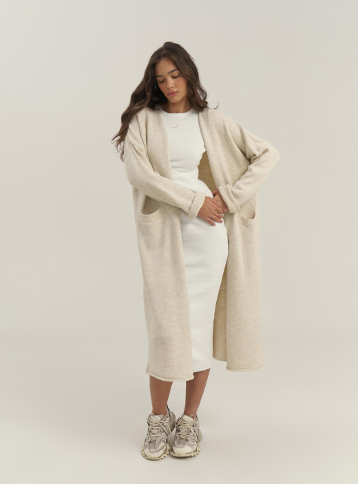 Теплий oversize кардиган бежевий Lu.for.U