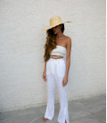 White slit trousers