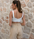 Linen shorts with elastic flax