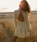Dress with ruffles mini pale yellow
