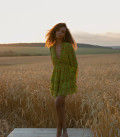 Mini dress with ruffles green