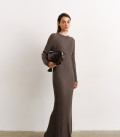 Long dress with ribbed cappuccino