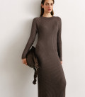 Long dress with ribbed cappuccino