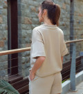 Knitted shorts with pockets beige