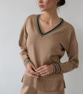 Jumper with accent cuffs caramel