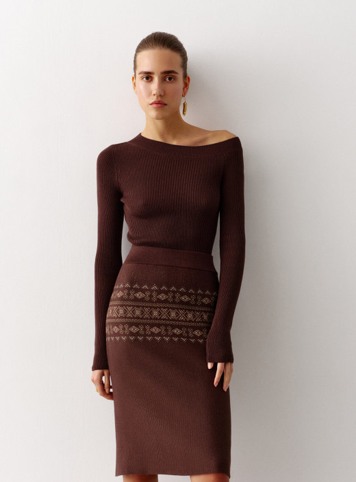 Спідниця міді Сила Поколінь шоколад