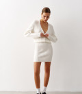 Cardigan mini with a V-shaped neckline milk