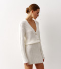 Cardigan mini with a V-shaped neckline milk