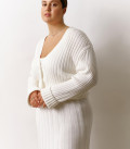 Cardigan mini with a V-shaped neckline milk