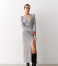 Midi dress with curvy cutouts gray