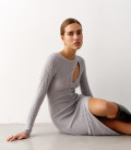 Midi dress with curvy cutouts gray