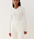 Este ribbed button-down jumper milk