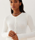Este ribbed button-down jumper milk