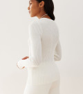 Este ribbed button-down jumper milk