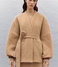 Cardigan kimono made of fluffy yarn Amber caramel