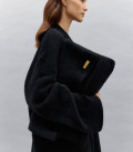 Cardigan kimono made of fluffy yarn Amber black