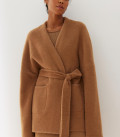 Cardigan kimono made of fluffy yarn Amber caramel