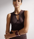 Set of midi skirt and top with ties Hannah chocolate