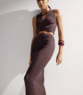 Set of midi skirt and top with ties Hannah chocolate