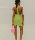 Mini dress with bare shoulders Mojito light green
