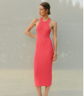 Midi dress with bare shoulders Mojito coral