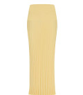 A set of an elasticated bandeau top and a pleated maxi skirt yellow