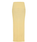 A set of an elasticated bandeau top and a pleated maxi skirt yellow