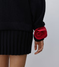 Rose on thin ribbon red