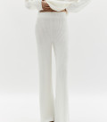 Endless textured knit straight-leg pants milk