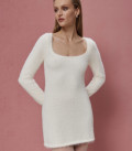 Плаття з пухнастої пряжі з круглим вирізом Lady dress молочне