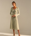 Dress with a-line skirt light olive