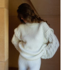 Endless textured knit straight-leg pants milk